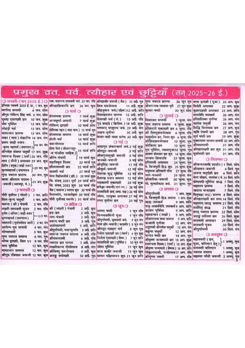Panchang Diwakar (2026-27) - Indya