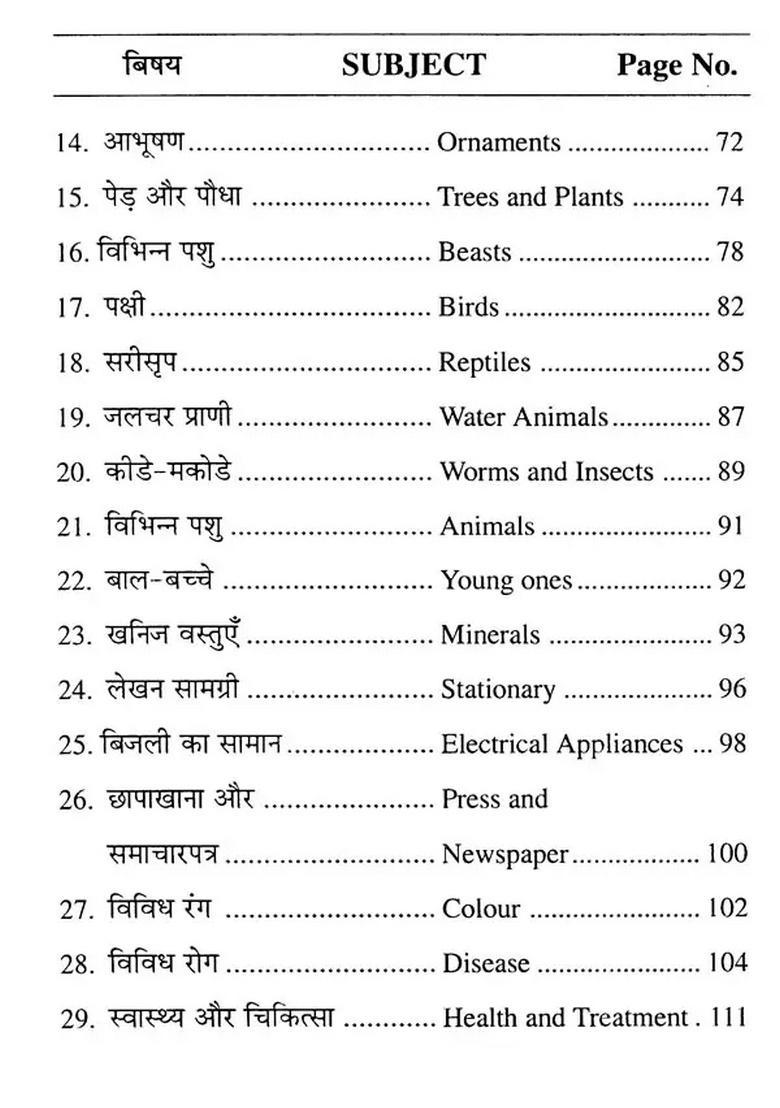 A Trilingual Word Book (Hindi-English-Sanskritam) - Indya