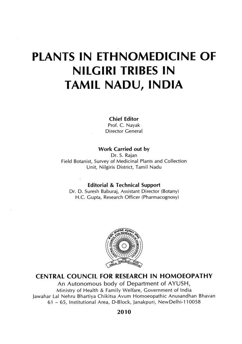 Plants in Ethnomedicine of Nilgiri Tribes Tamil Nadu, India - Indya