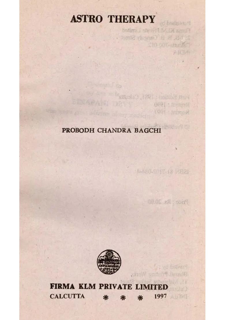 Astro Therapy (An Old and Rare Book) - Indya