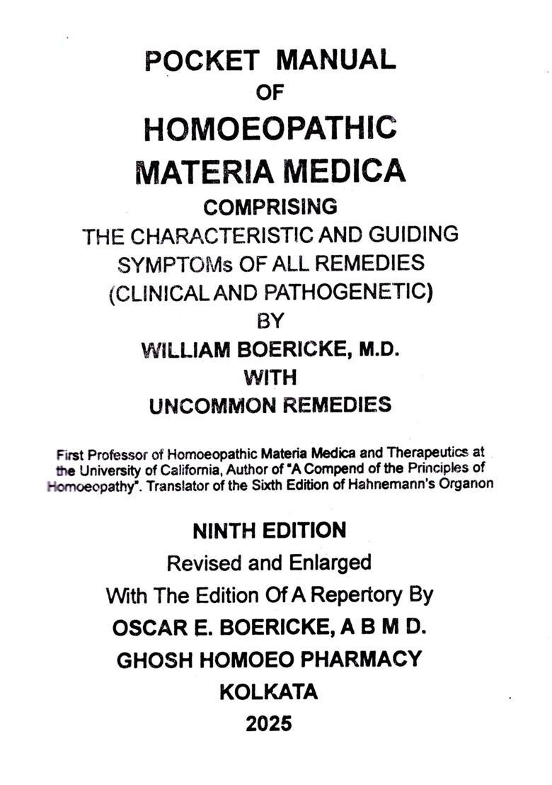 Materia Medica with Repertory Pocket Manual of Homeopathic - Indya