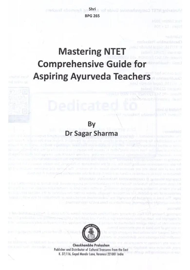 Mastering NTET Comprehensive Guide for Aspiring Ayurveda Teachers (According to Latest Guidelines by NCISM, New Delhi) - Indya