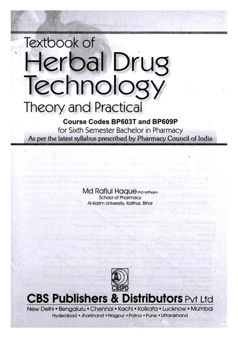Textbook of Herbal Drug Technology (Theory and Practical) - Indya