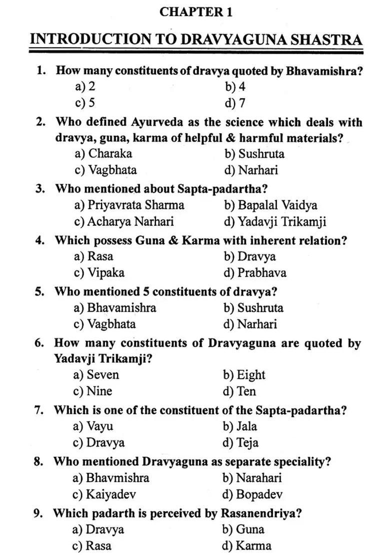 MCQs Book on Dravyaguna - Indya