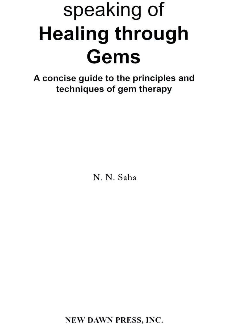 Speaking of Healing Through Gems A Simple Treatise On Gem Therapy - Indya