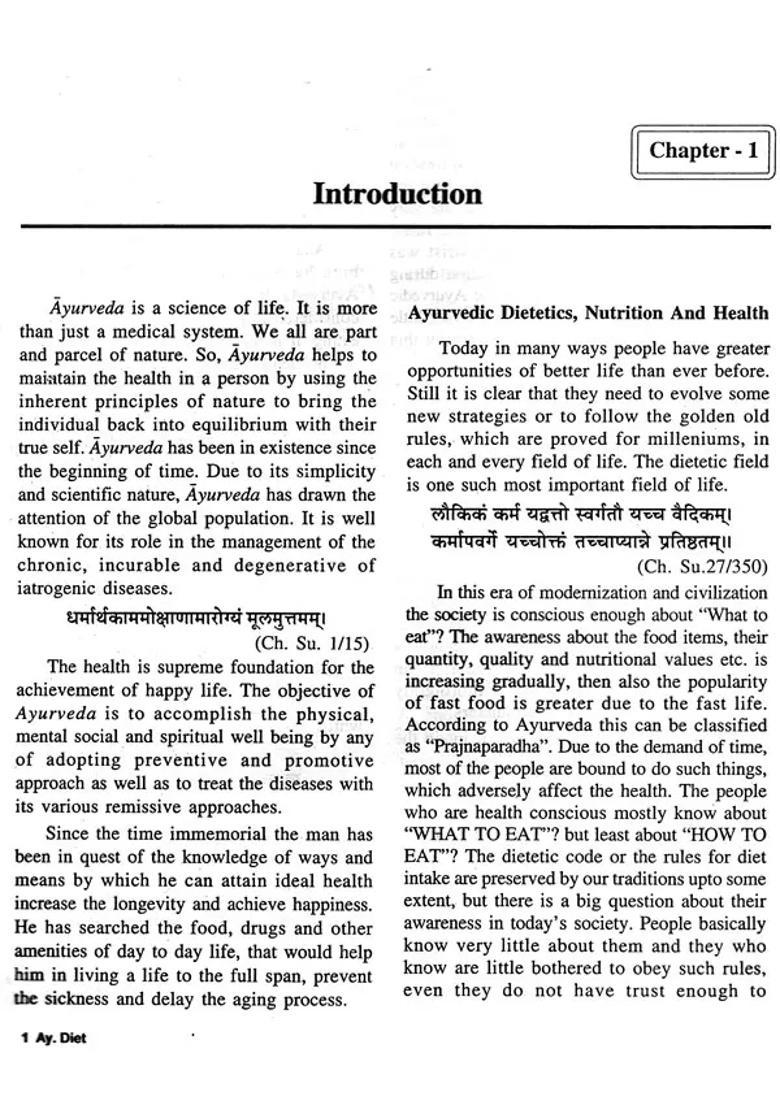 Ayurvedic Dietetics Nutrition and Health - Indya