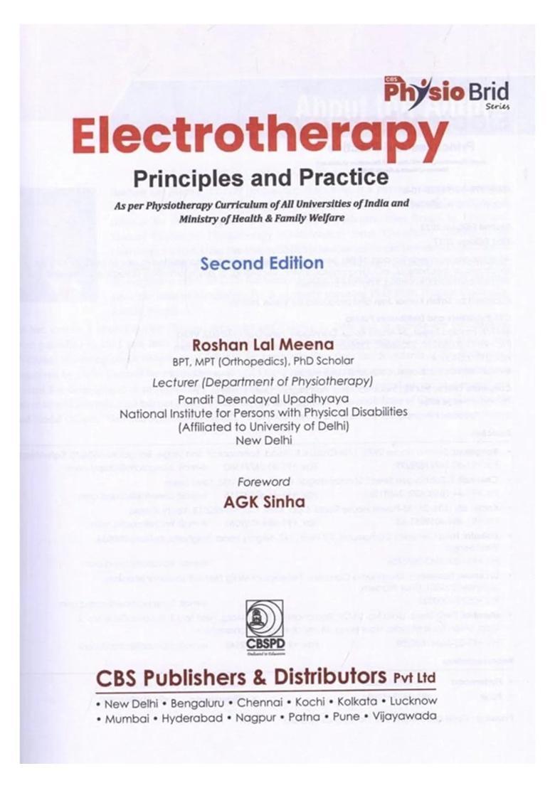 Electrotherapy Principles and Practice (As per Physiotherapy Curriculum of All Universities India Ministry Health Family Welfare) - Indya