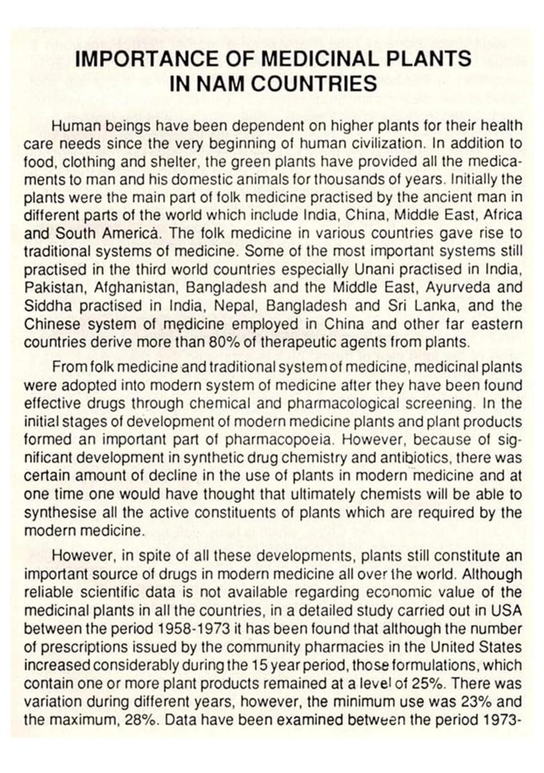 Status Report on Cultivation Medicinal Plants for Nam Countries December 1992 (An Old and Rare Book) - Indya