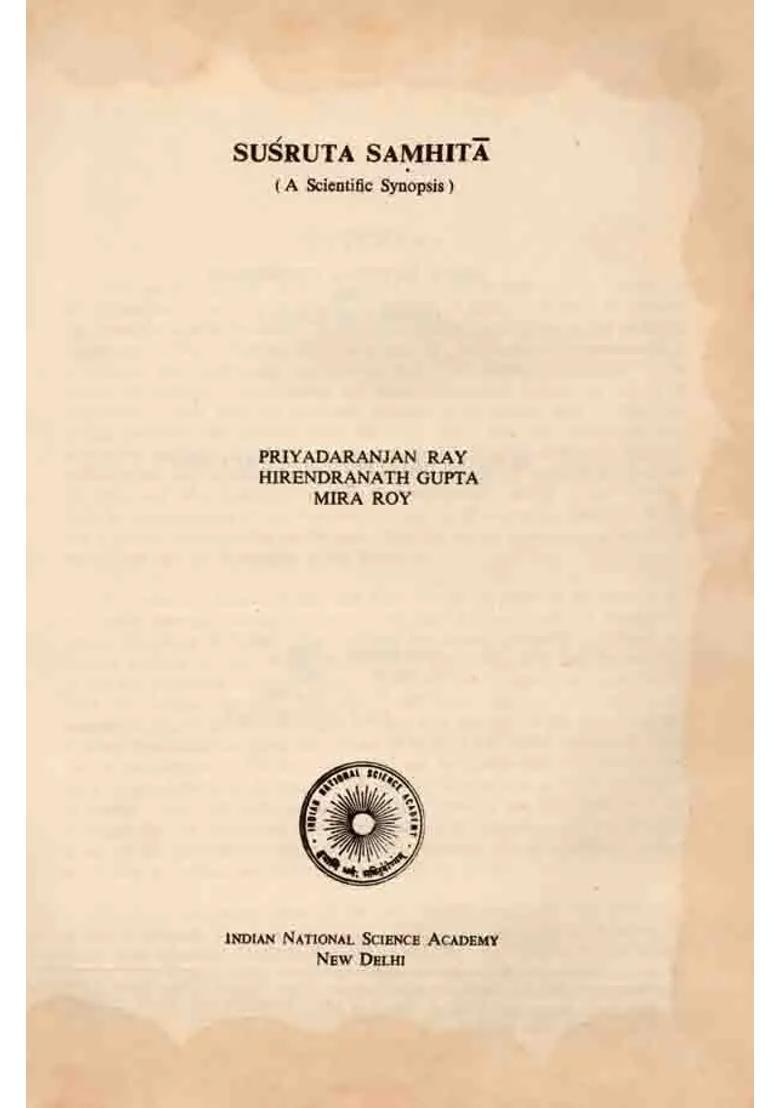 Susruta Samhita (A Scientific Synopsis) An Old and Rare Book - Indya
