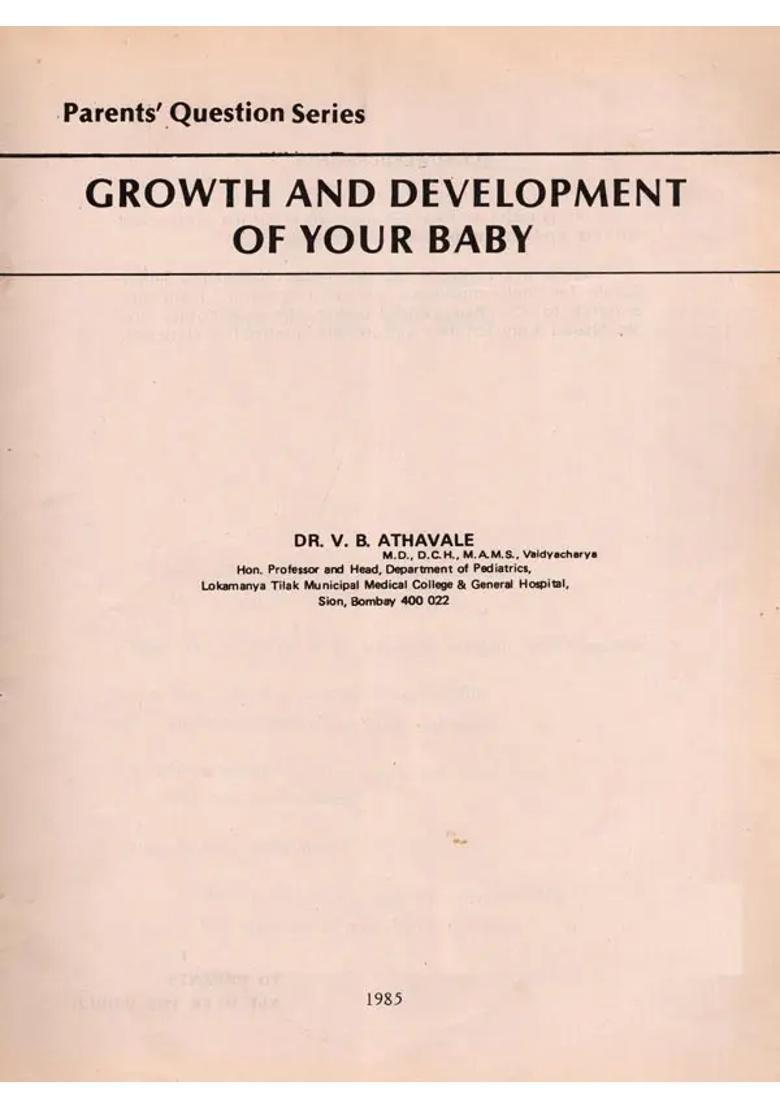 Growth and Development of Your Baby Parents Question Series 1 (An Old Rare Book) - Indya