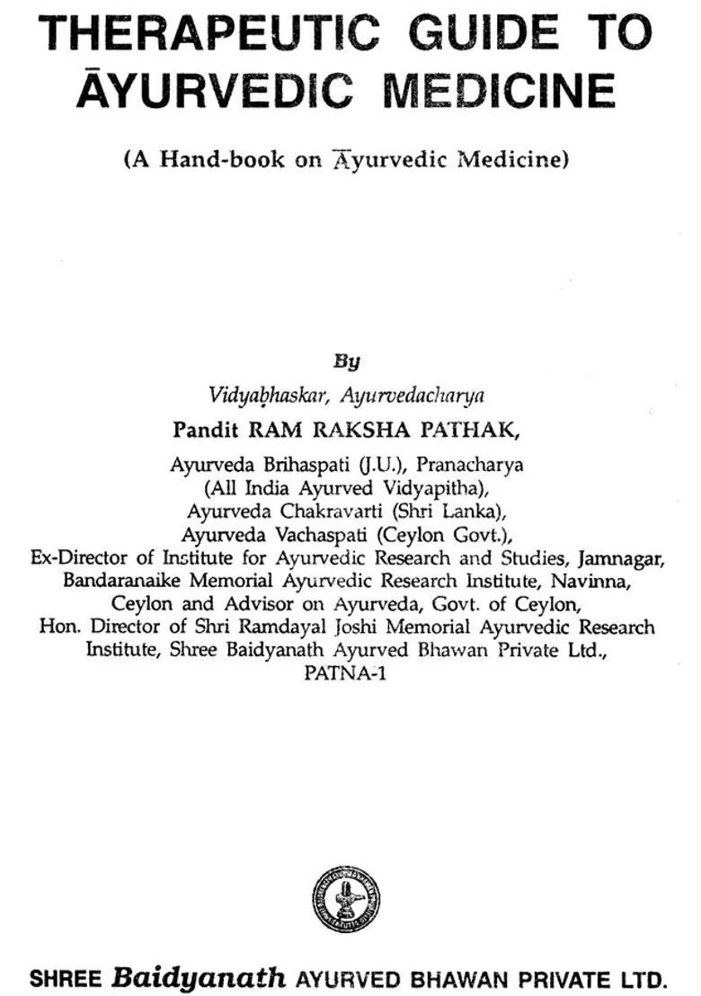 Therapeutic Guide to Ayurvedic Medicine - Indya