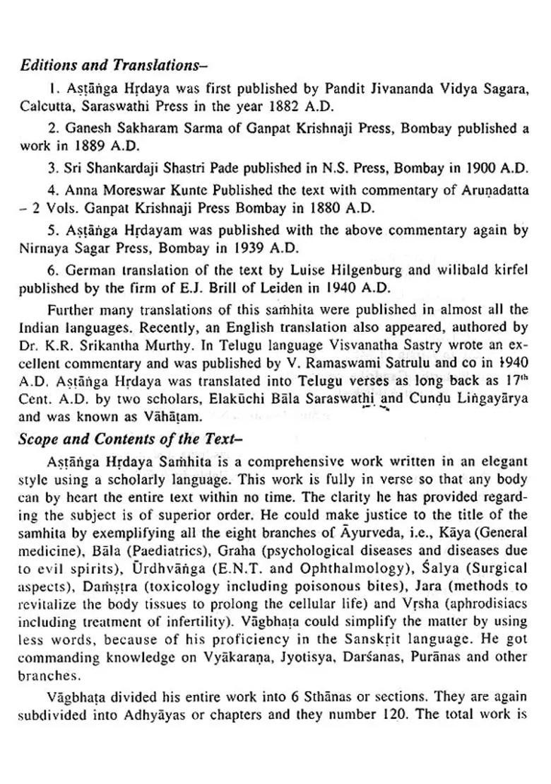 Astanga Hrdayam and Maulik Siddhant - Fundamental Principles of Ayurveda (Sutrasthana) - Indya