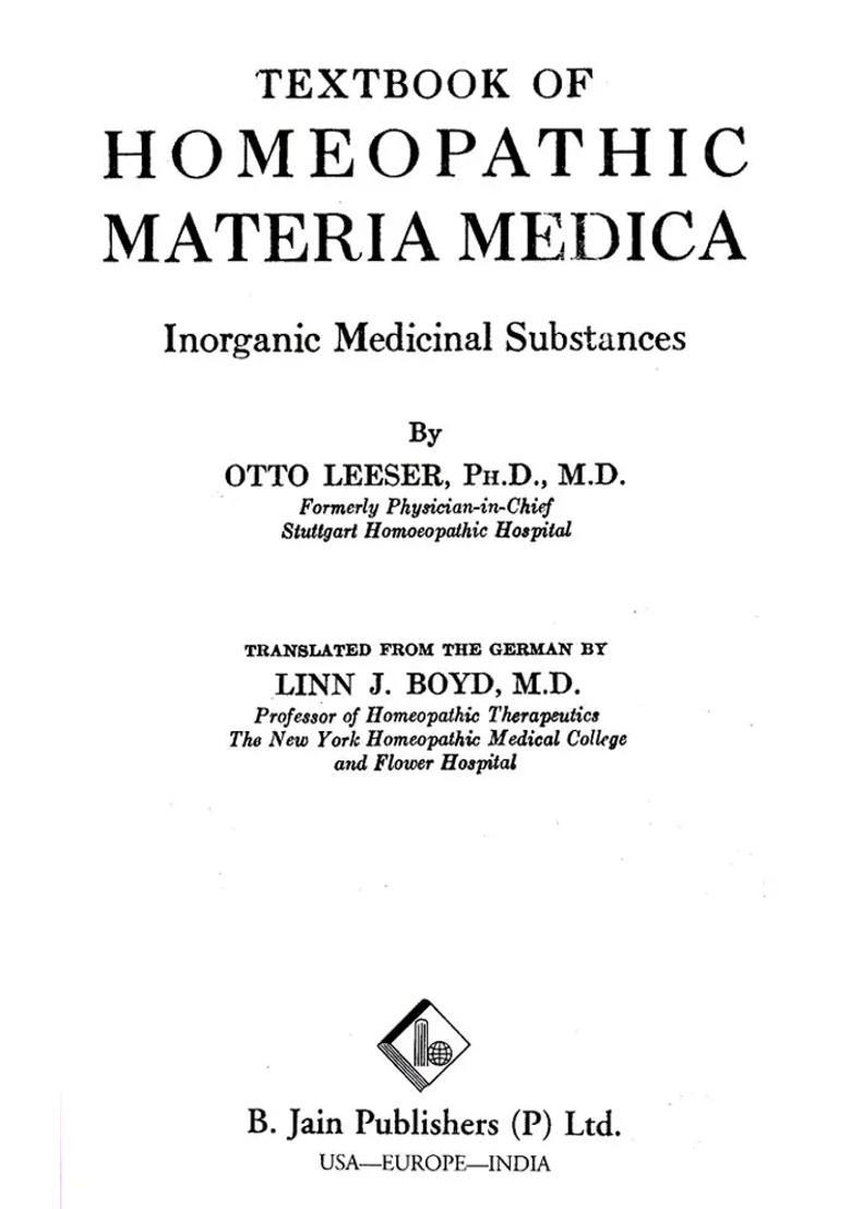 Textbook of Homeopathic Materia Medica-A Study Mineral Kingdom (Inorganic Medicinal Substances) - Indya