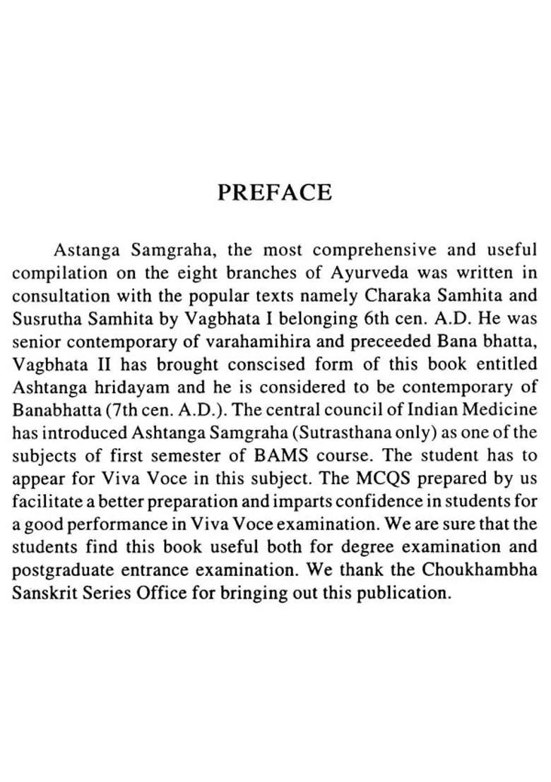 Ashtanga Samgraha (Multiple Choice Questions for Degree Examinations and Post-Graduate Entrance Test) - Indya