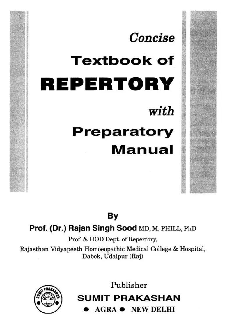 Concise Text Book of Repertory with Preparatory Manual (Theory Study Material Short Answer Questions MCQs) - Indya