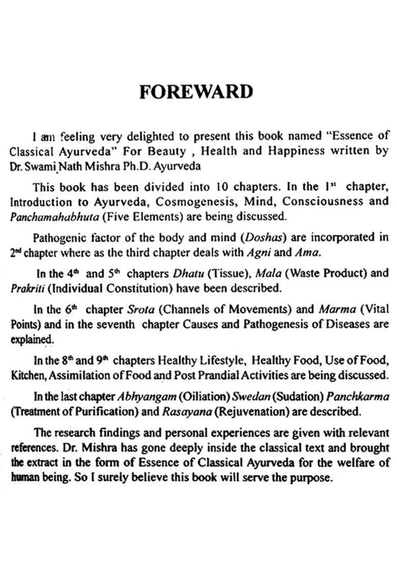 Essence of Classical Ayurveda (For Beauty, Health and Happiness) - Indya