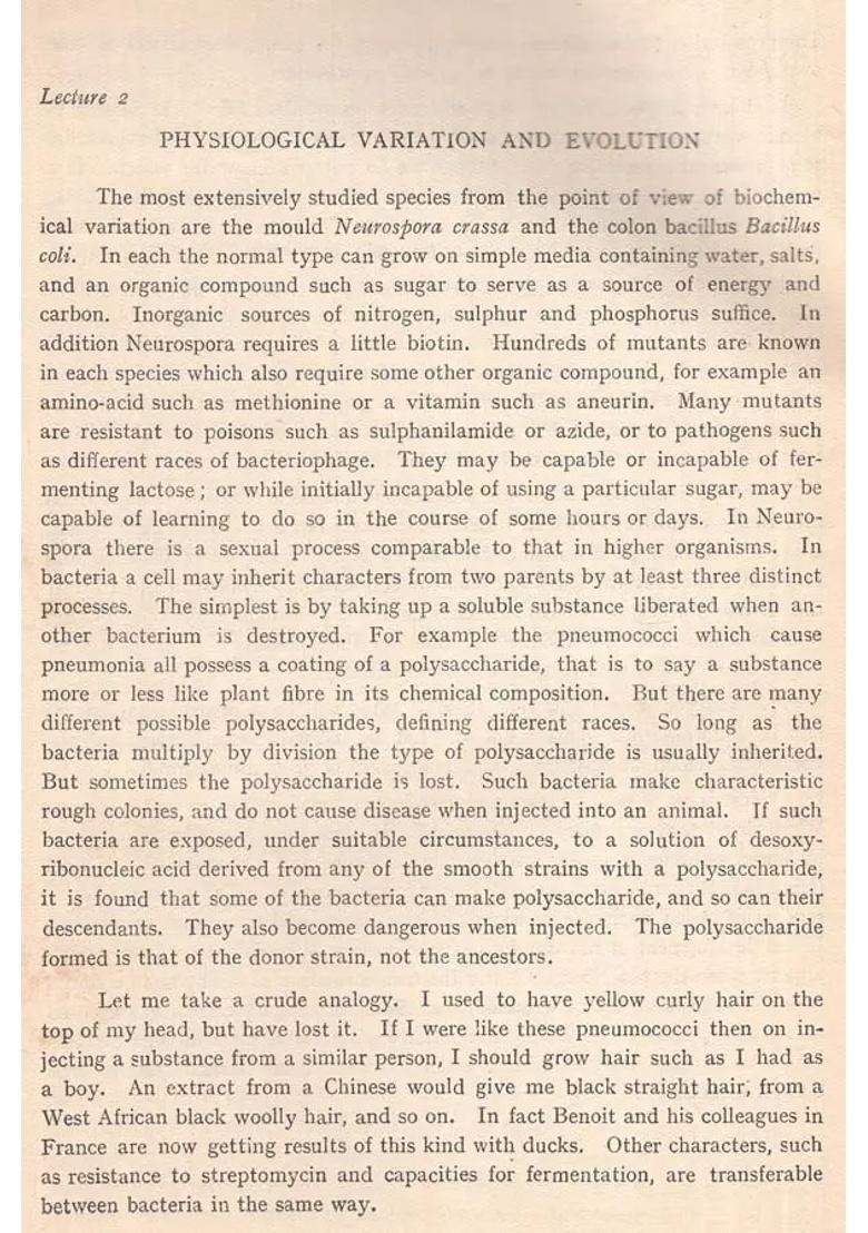 Physiological Variation And Evolution - The Maharaja Sayajirao Memorial Lectures, 1958-59 (An Old Rare Book) - Indya