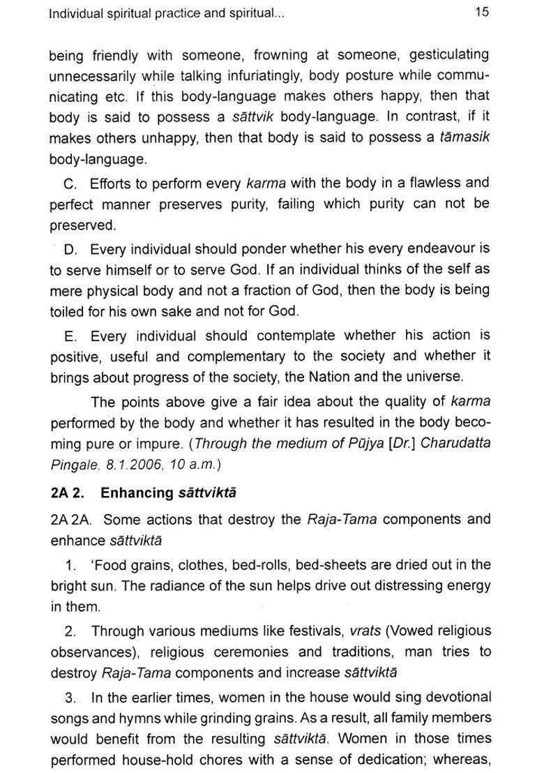 Individual Spiritual Practice and of Spreading Spirituality (Practical Practice) - Indya