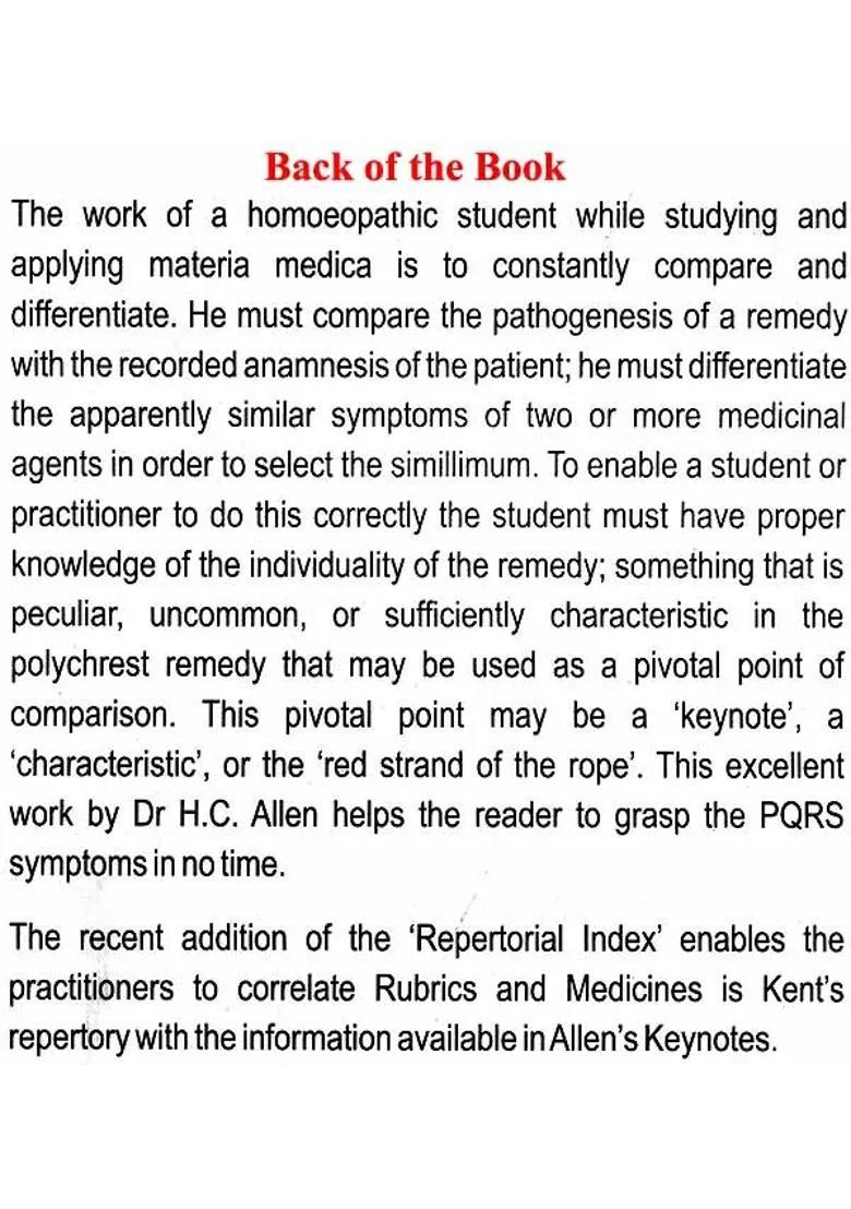 Allens Keynotes - Rearranged and Classified with Leading Remedies of Materia Medica Bowel Nosodes - Indya