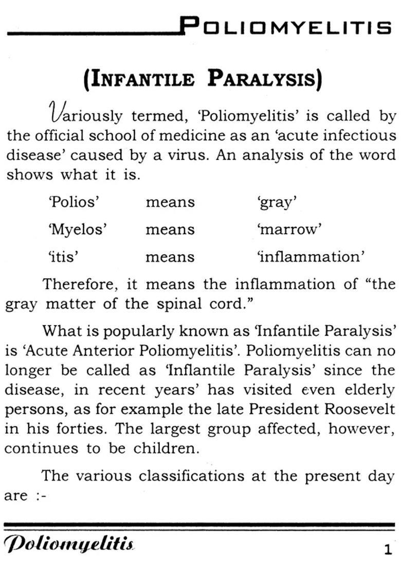 Poliomyelitis Infantile Paralysis with Homeopathic Treatment - Indya