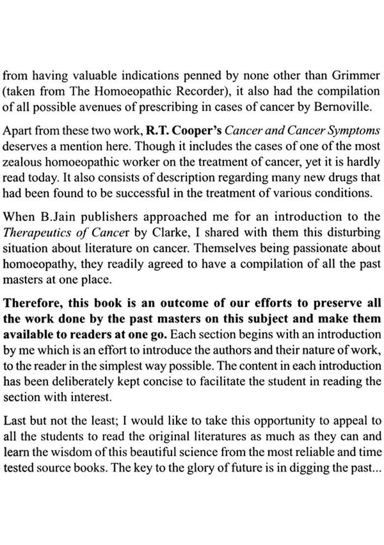 Homoeopathic Therapeutics of Cancer from The Master Homoeopathy - Indya