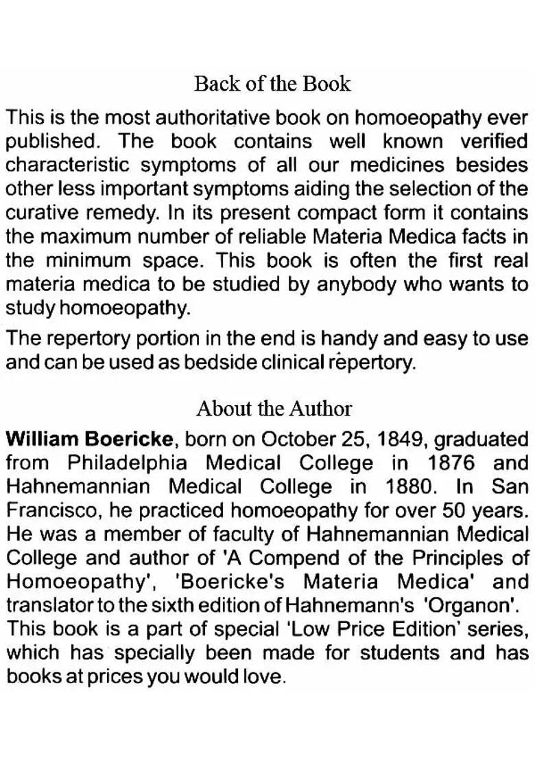 Pocket Manual of Homoeopathic Materia Medica Repertory - Indya