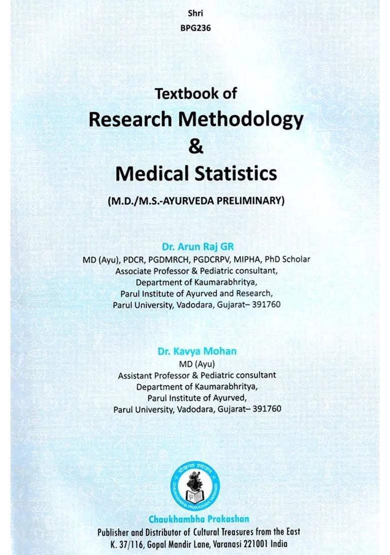 Textbook of Research Methodology Medical Statistics (MDMS- Ayurveda Preliminary) - Indya
