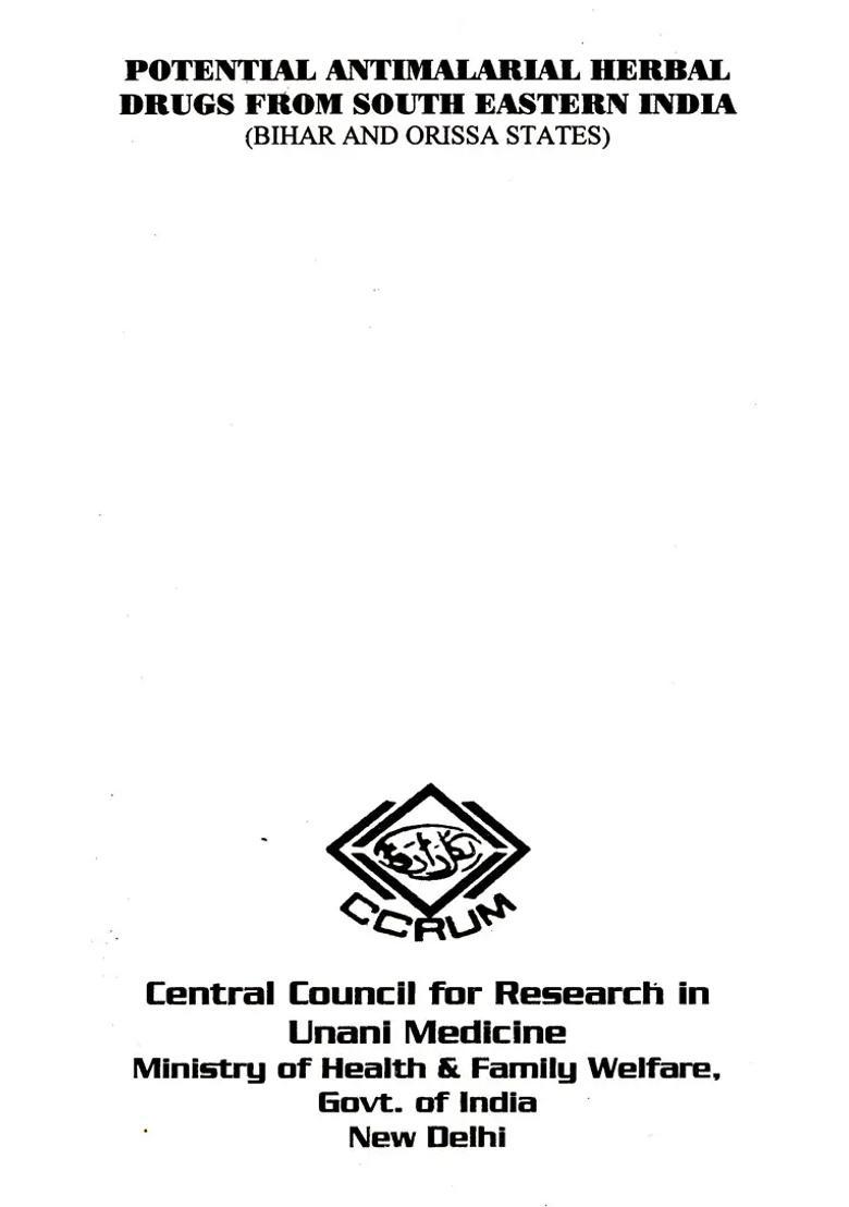 Potential Antimalarial Herbal Drugs from South Eastern India Bihar and Orissa States - Indya