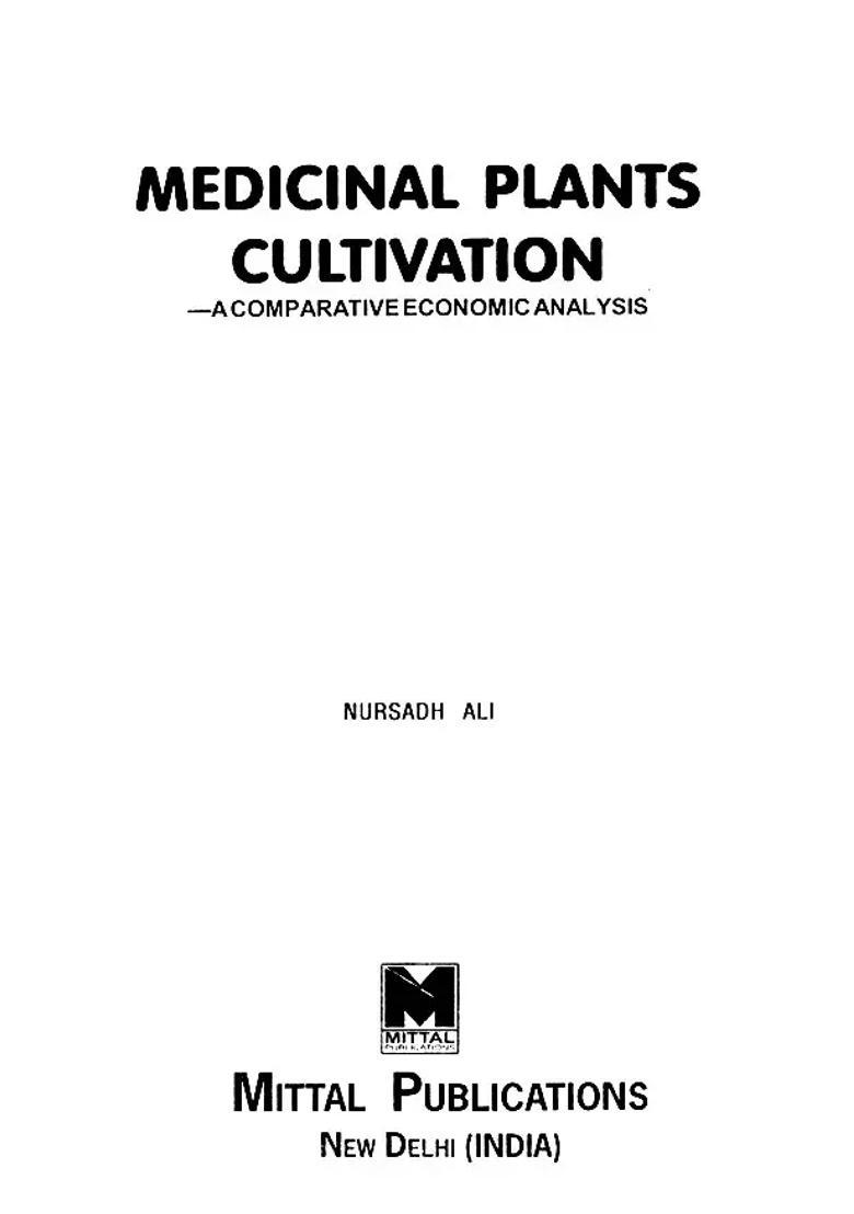 Medicinal Plants Cultivation A Comparative Economic Analysis - Indya