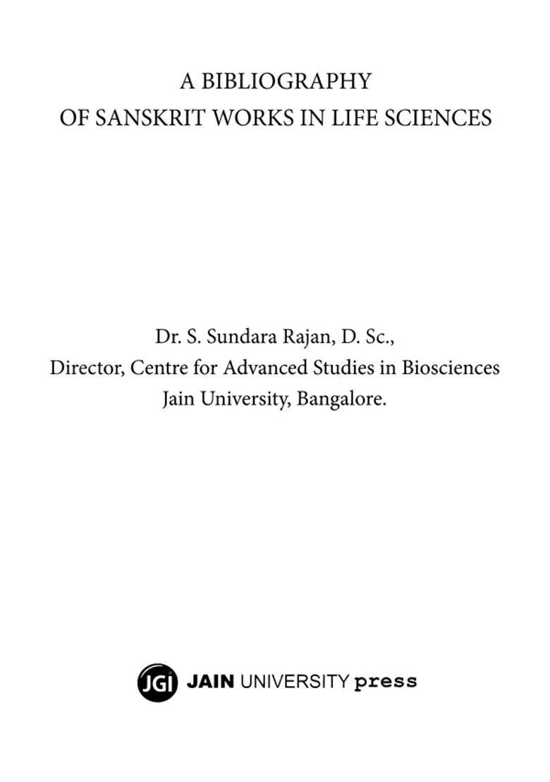 A Bibliography of Sanskrit Works in Life Sciences - Indya