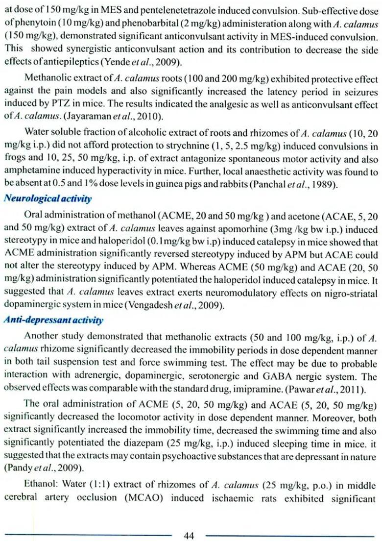 Comprehensive Technical Dossier (CTD) of Medicinal Plant Used in Ayurveda Vacha - Indya