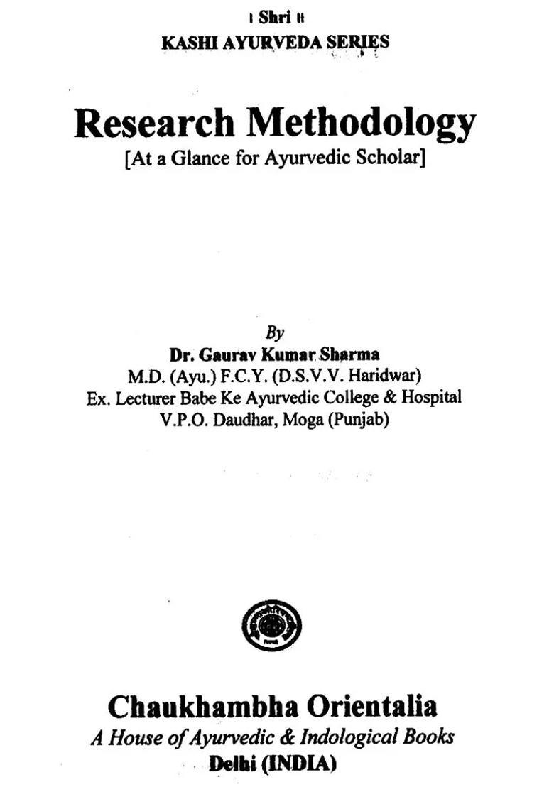Research Methodology (At a Glance for Ayurvedic Scholar) - Indya