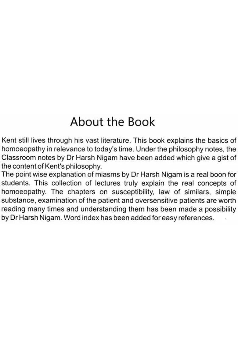 Lectures on Homoeopathic Philosophy with Classroom Notes and Word Index (7th Edition) - Indya