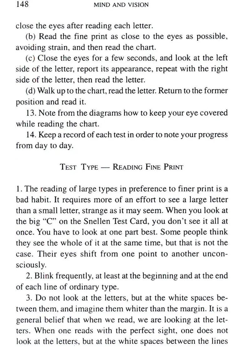 Mind and Vision (A Handbook For The Cure of Imperfect Sight Without Glasses) - Indya