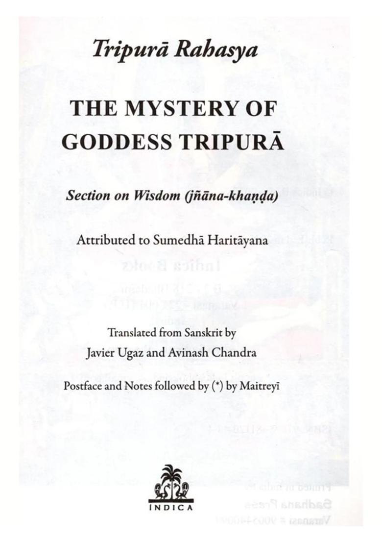 Tripura Rahasya- The Mystery of Goddess Tripura- Section on Wisdom (Jnana-Khanda) - Indya