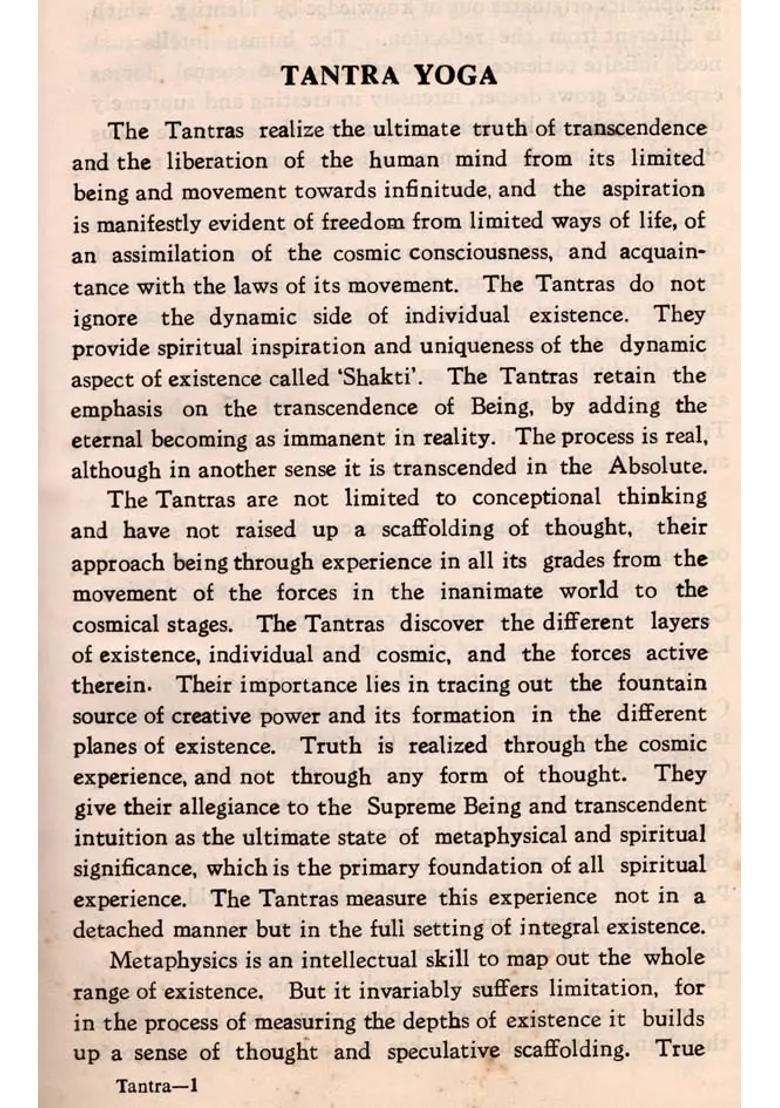 Tantra- Occultism and Spirituality (An Old Rare Book) - Indya