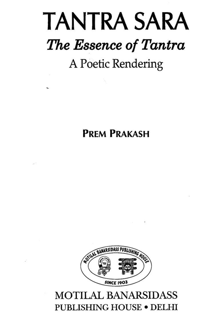 Tantra Sara The Essence of (A Poetic Rendering) - Indya