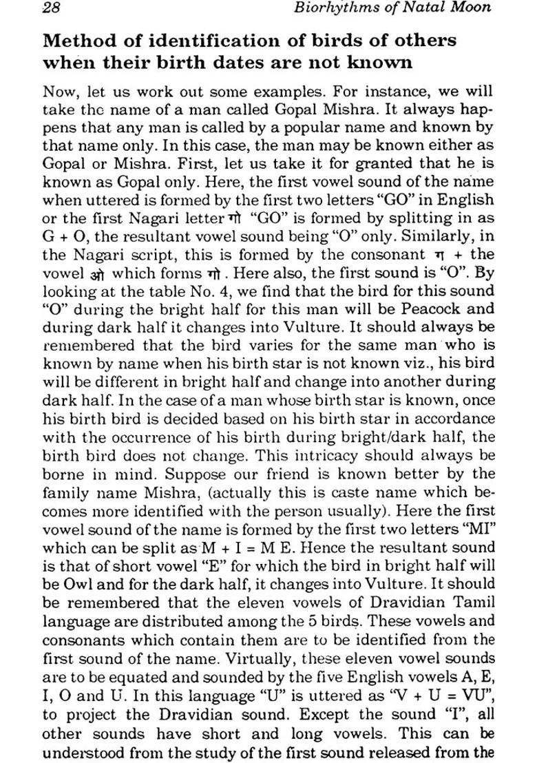 Biorhythms of Natal Moon (Mysteries Panch Pakshi) - Indya