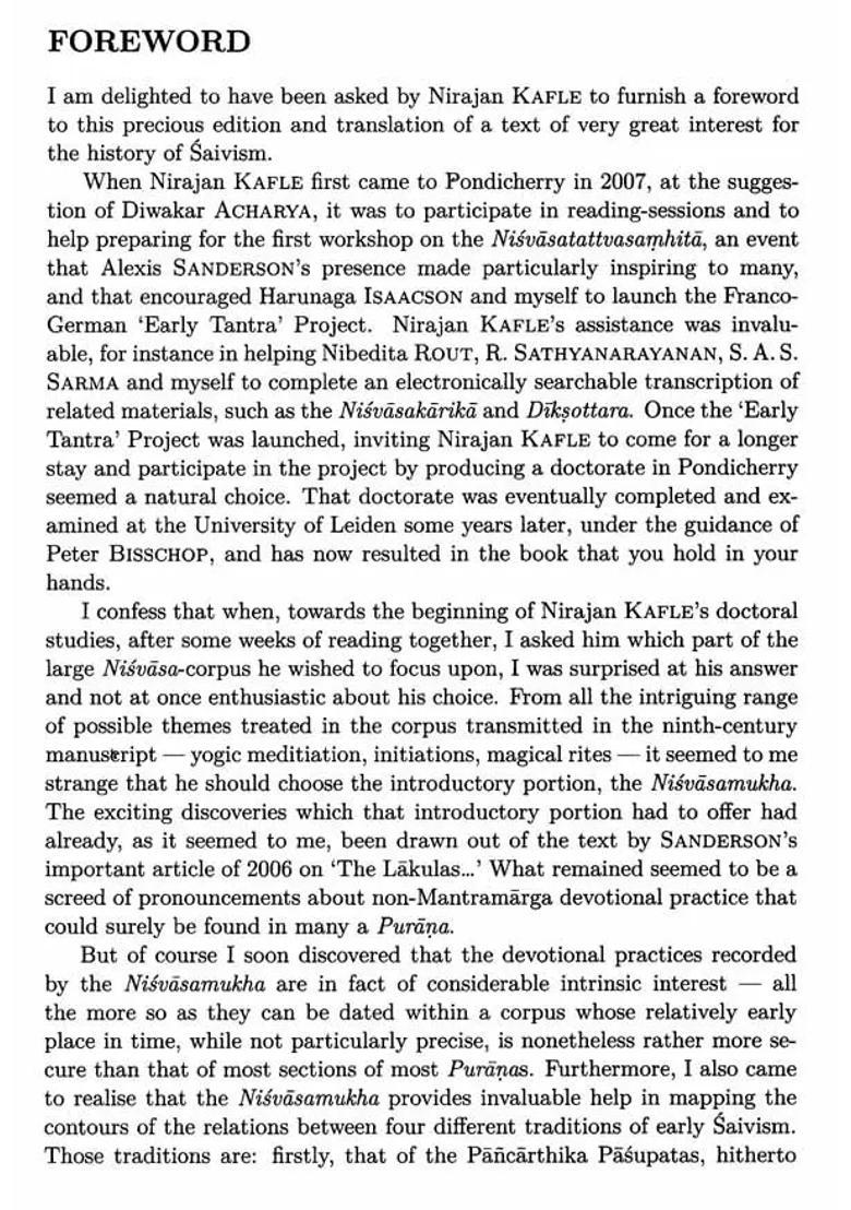 Nisvasa Mukhatattva Samhita- A Preface to The Earliest Surviving Saiva Tantra - Indya