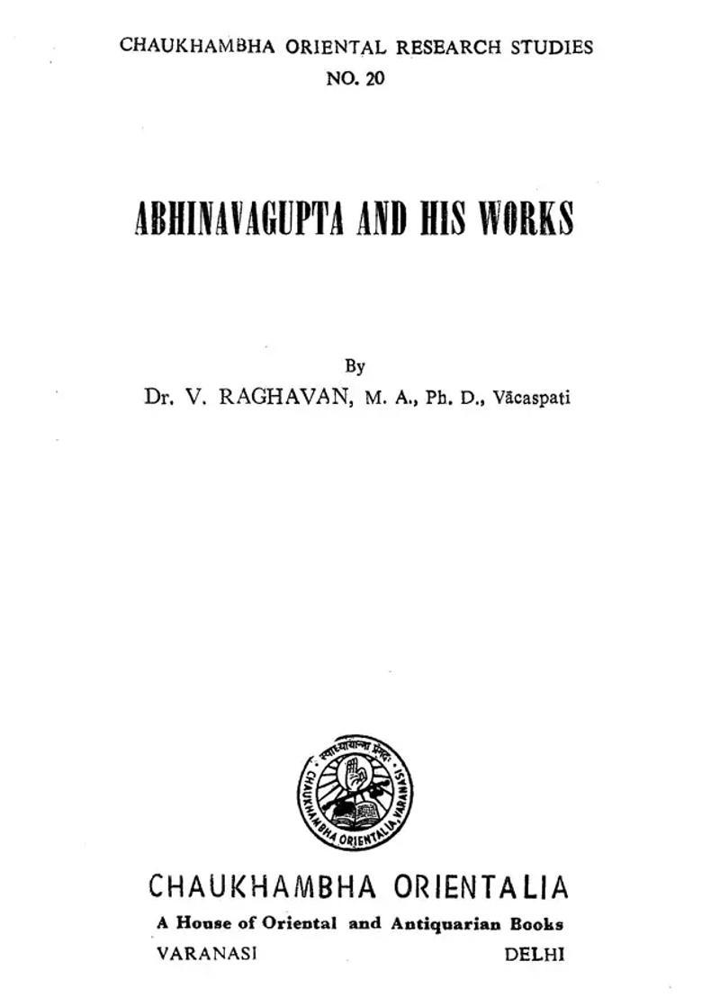 Abhinavagupta and His Works- Photo Copy (An Old Book) - Indya