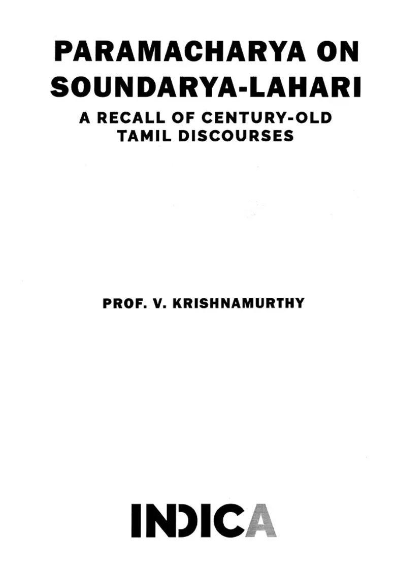 Paramacharya on Soundarya-Lahari A Recall of Century-Old Tamil Discourses - Indya