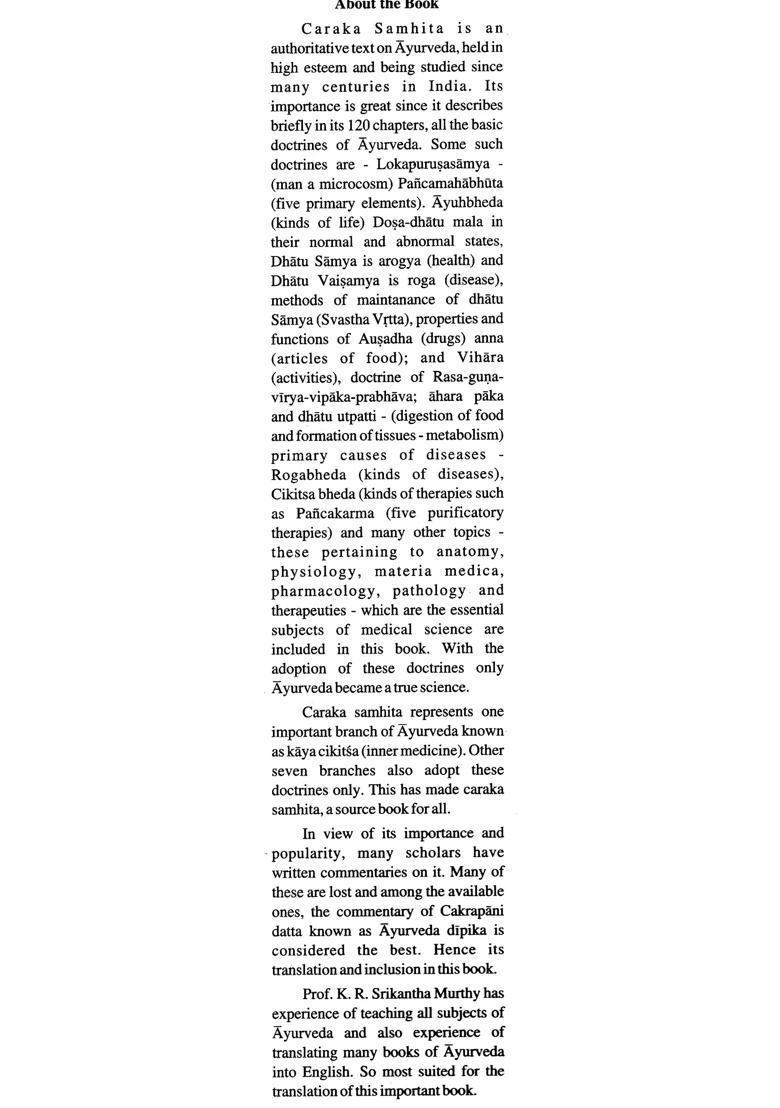 Caraka Samhita English Translation of the Text Along with Commentary Cakrapani Datta, Appendix etc (Volume 1) - Indya