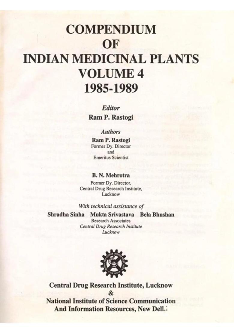 Compendium of Indian Medicinal Plants 1985-1989 in Volume 4 (An Old and Rare Book) - Indya