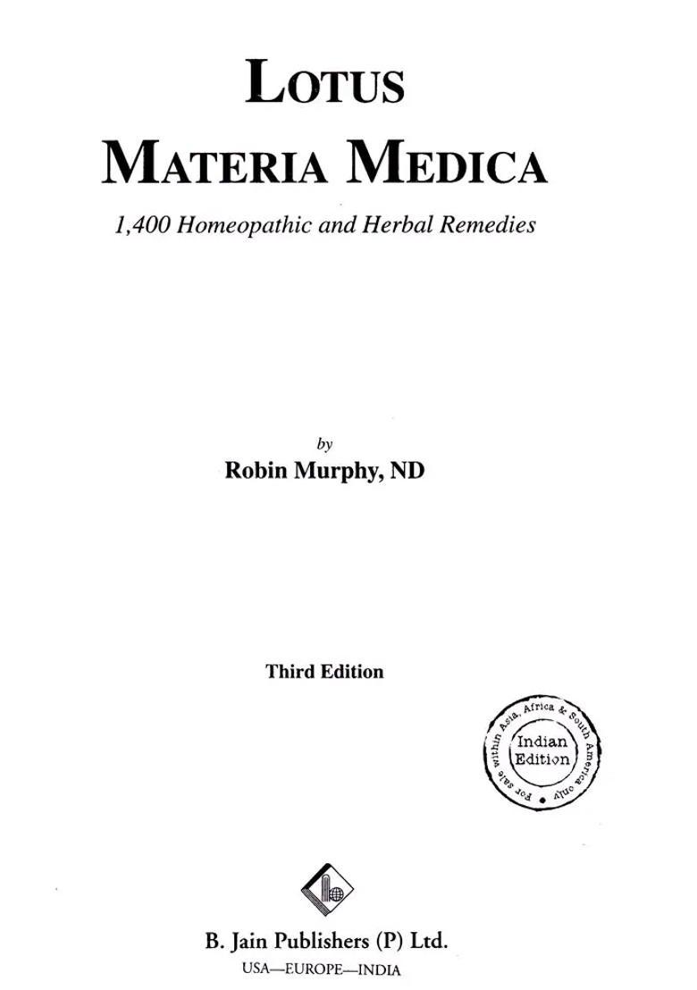 Lotus Materia Medica- 1,400 Homeopathic and Herbal Remedies - Indya