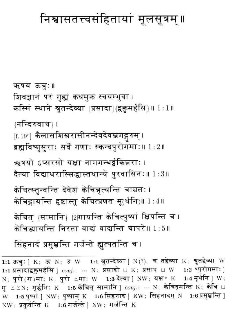 The Nisvasa Tattva Samhita Earliest Surviving Saiva Tantra (A Critical Edition and Annotated Translation of Mulasutra, Uttarasutra Nayasutra) - Indya