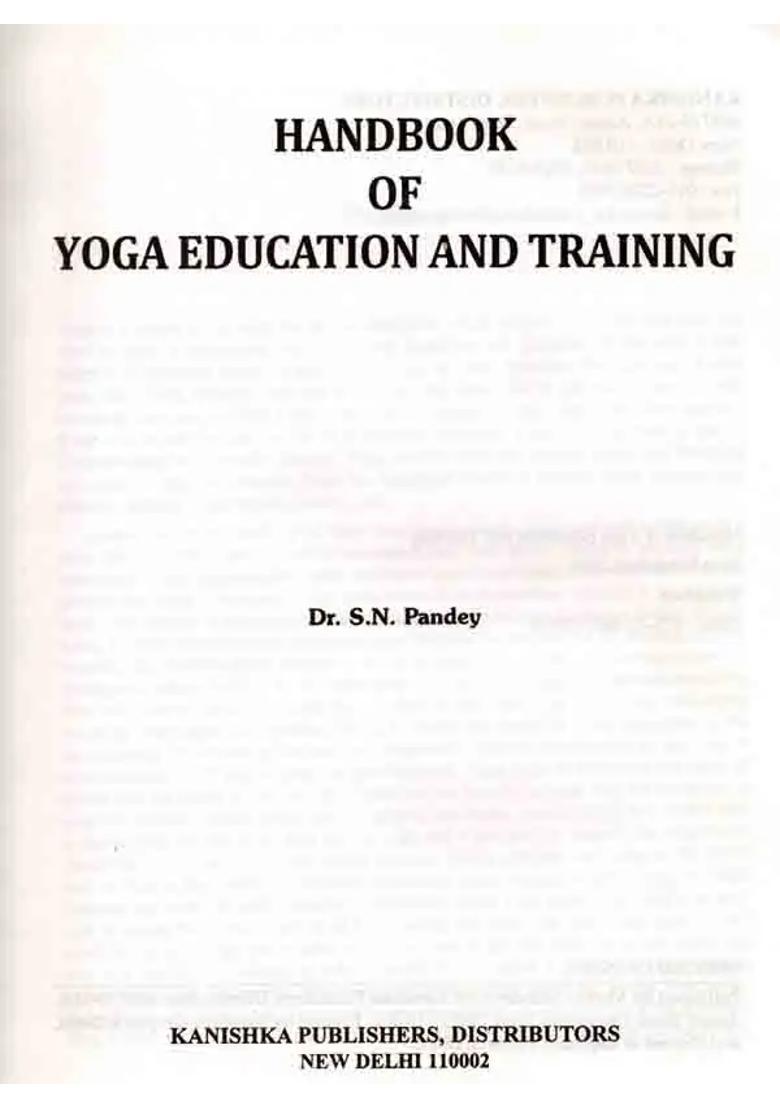 Handbook Of Yoga Education And Training - Indya