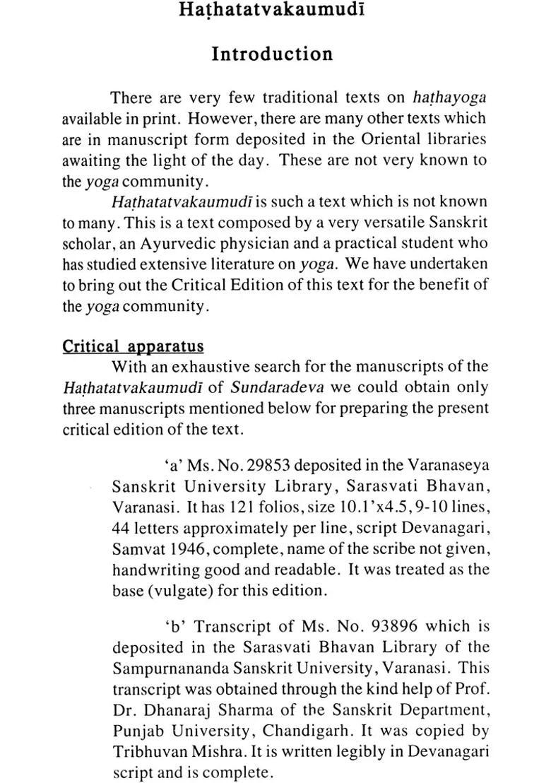Hathatatvakaumudi Hatha Tattva Kaumudi A Treatise On Hathayoga By Sundaradeva - Indya