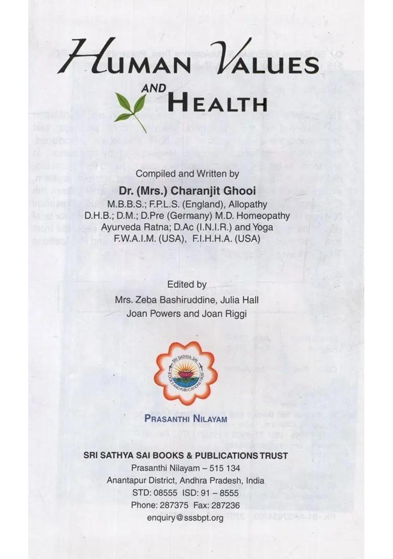 Human Values And Health - Indya