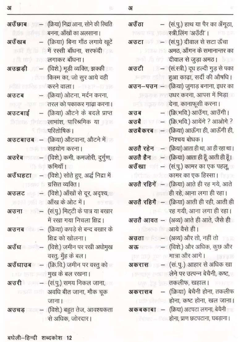 Baghelihindi Dictionary - Indya