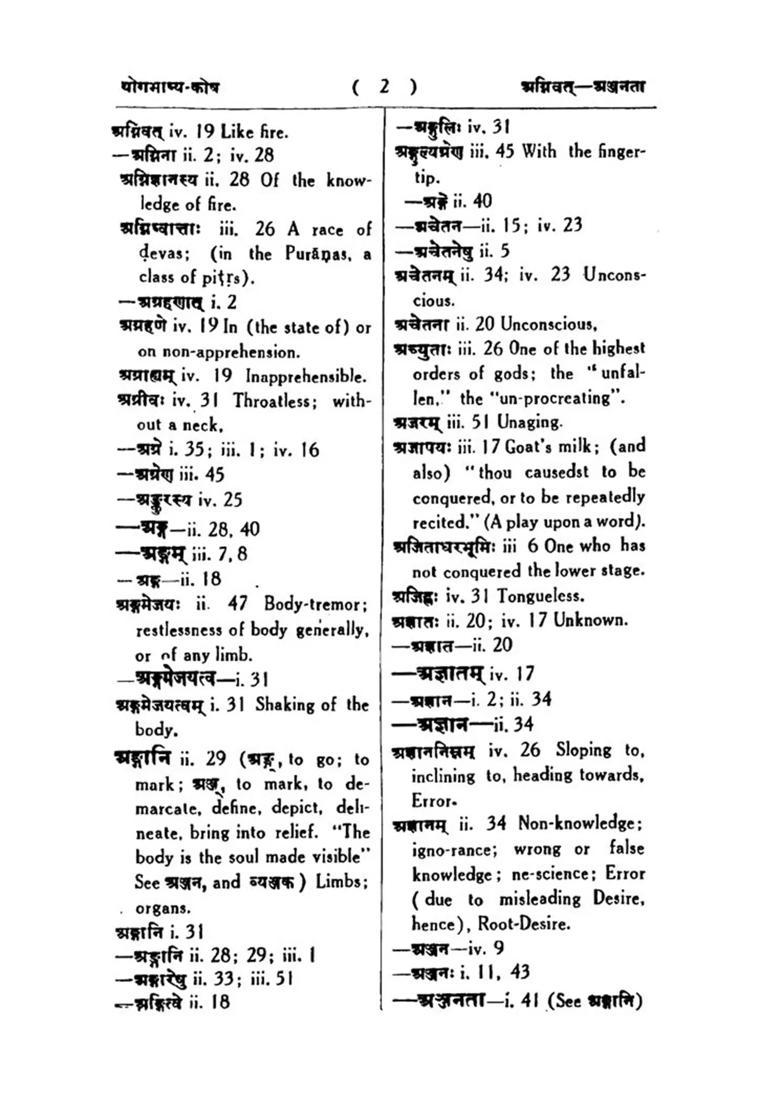 A Concordancedictionary To The Yogasutras Of Patanjali And The Bhashya Of Vyasa - Indya